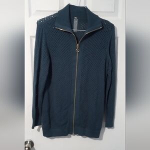 zuda Teal Women's Mesh Cardigan Sweater